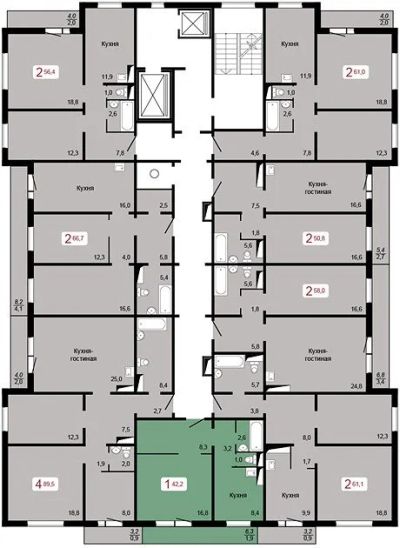Лот: 14338450. Фото: 1. 1-к квартира, 42.2 м². Квартиры, студии