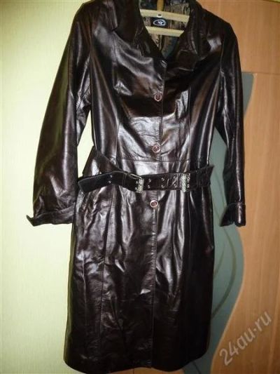 Лот: 744071. Фото: 1. Кожаный плащ / пальто / куртка. Верхняя одежда