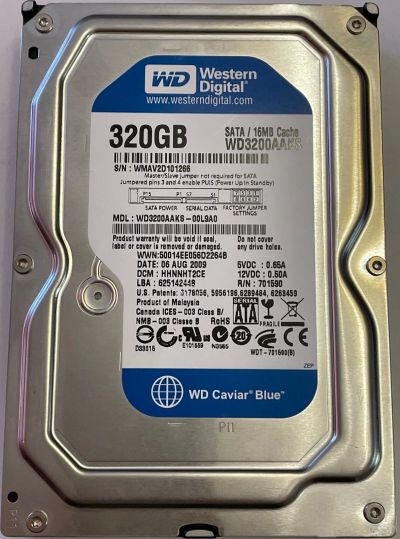 Лот: 20206228. Фото: 1. Жесткий диск 320Gb WDC WD3200AAKS. Жёсткие диски (HDD)