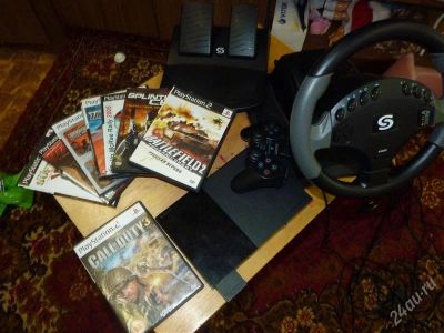 Лот: 1736218. Фото: 1. sony playStation 2 с рулем, педалями... Игровые приставки, консоли