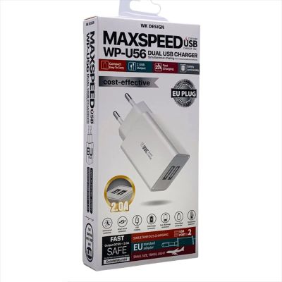 Лот: 22146977. Фото: 1. СЗУ WEKOME WP-U56 2xUSB 2A White. Зарядные устройства, блоки питания, адаптеры сетевые для смартфонов