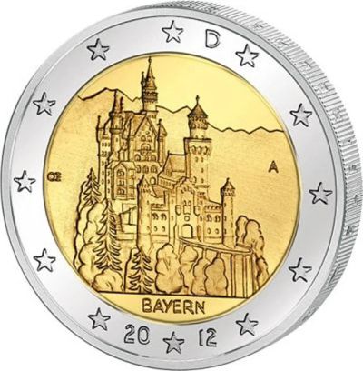 Лот: 15572263. Фото: 1. 2 евро 2012 Бавария тип J AU. Европа