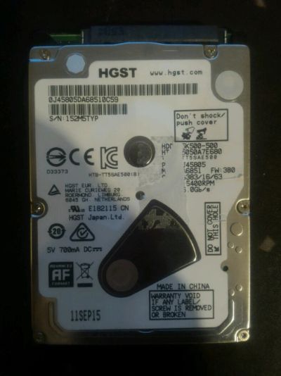 Лот: 11768597. Фото: 1. Жесткий диск HGST HTB-TT5SAE500. Жёсткие диски (HDD)