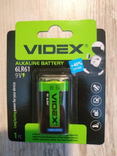Лот: 24668950. Фото: 1. Батарейка 9V КРОНА VIDEX 6LR61. Батарейки, аккумуляторы, элементы питания