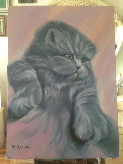 Лот: 5031138. Фото: 1. Картина «Котенок» (холст, масло... Произведения