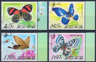 Лот: 25515619. Фото: 1. 2007. Северная Корея. Бабочки... Марки
