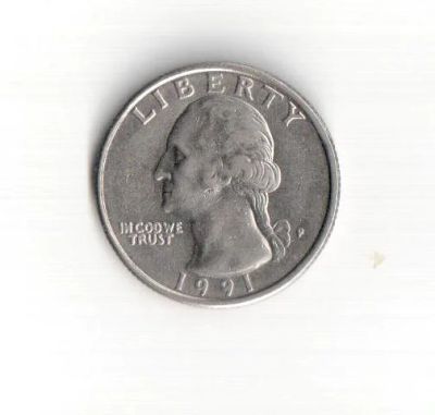Лот: 6596836. Фото: 1. Монета 25 центов 1991 США (USA... Америка