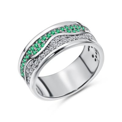 Лот: 23835637. Фото: 1. Серебряное кольцо с фианитами. Кольца, перстни
