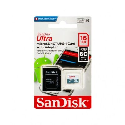 Лот: 16740596. Фото: 1. Карта памяти MicroSD 16 Gb SanDisk... USB-флеш карты