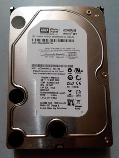 Лот: 5146271. Фото: 1. Жесткий диск Western Digital WD5000AAKS... Жёсткие диски (HDD)