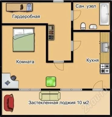 Лот: 2081483. Фото: 1. 1 комн. 9 мая 67. Квартиры, студии