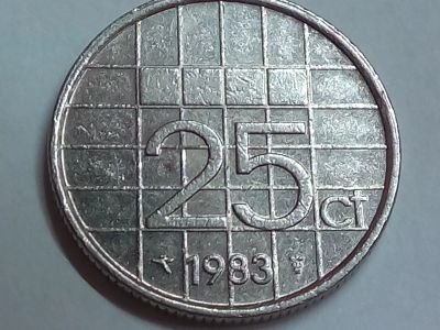Лот: 16262875. Фото: 1. Монета Нидерландов 25 центов... Европа