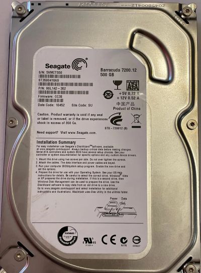 Лот: 20206235. Фото: 1. Жесткий диск 500Gb Seagate ST3500418AS. Жёсткие диски (HDD)