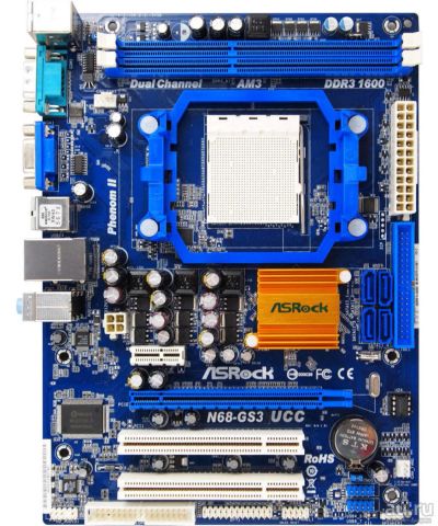 Лот: 8589642. Фото: 1. Материнская плата ASRock N68-GS3... Материнские платы
