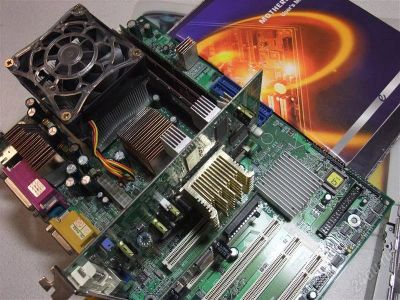 Лот: 762010. Фото: 1. Мать EPoX Socket A, 2 проца Athlon... Материнские платы