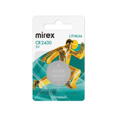 Лот: 25795827. Фото: 1. Батарейка MIREX CR2430 3V 1 шт... Батарейки, аккумуляторы, элементы питания