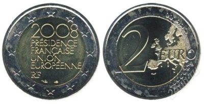 Лот: 920938. Фото: 1. Франция 2 евро, 2008 год. Председательство... Европа
