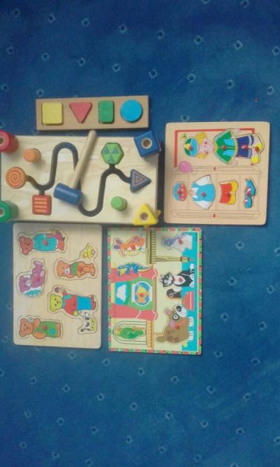 Лот: 9829262. Фото: 1. Вкладыши деревянные и игрушка... Развивающие