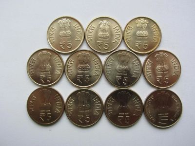 Лот: 6408052. Фото: 1. Индия 5 рупий набор из 11 монет... Азия