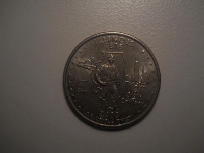 Лот: 5296542. Фото: 1. 25 центов США (квотер). Штат Иллинойс... Америка