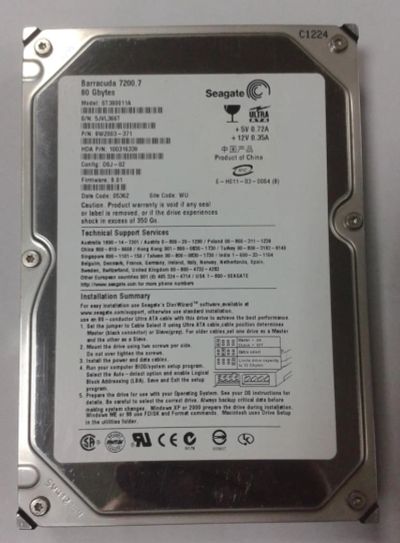 Лот: 9041534. Фото: 1. Жесткий диск ST380011A 80 Гб... Жёсткие диски (HDD)
