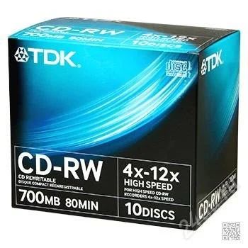 Лот: 2220545. Фото: 1. CD-RW TDK 700Mb - 10 шт. CD, DVD, BluRay
