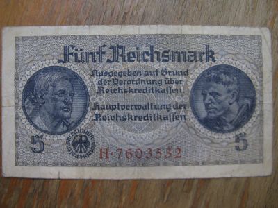 Лот: 20575698. Фото: 1. Германия 5 рейхсмарок марок 1939... Германия и Австрия