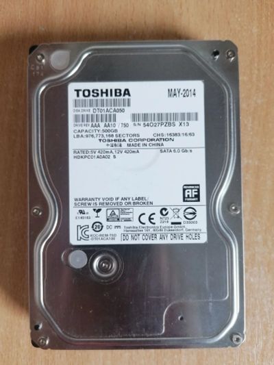 Лот: 19482144. Фото: 1. Диск 500Gb Toshiba DT01ACA050. Жёсткие диски (HDD)