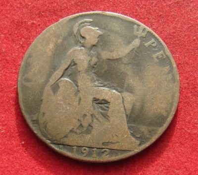 Лот: 21002339. Фото: 1. Великобритания 1 пенни, 1912г. Великобритания и острова