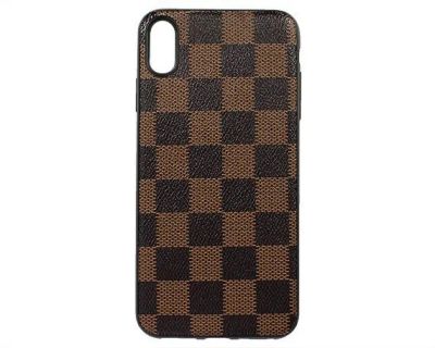Лот: 20888200. Фото: 1. Чехол iPhone XS Max Экокожа (клетка-коричневый... Чехлы, бамперы
