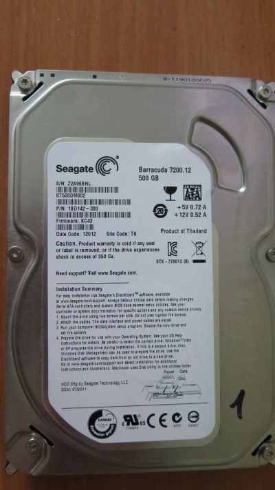 Лот: 19295732. Фото: 1. Жесткий диск Seagate ST500DM002... Жёсткие диски (HDD)