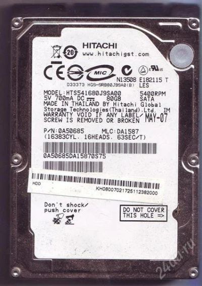 Лот: 1071361. Фото: 1. винчестер 80 гб, sata. Жёсткие диски (HDD)