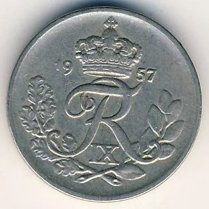 Лот: 8728461. Фото: 1. Дания 10 эре 1957 года. Фредерик... Европа
