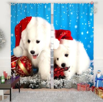 Лот: 18321274. Фото: 1. Фотошторы новые новогодние 3. Шторы, тюль