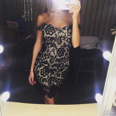 Лот: 8079461. Фото: 1. Платье кружевное чёрное на плечах. Платья