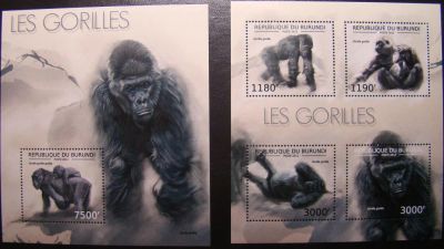 Лот: 10450403. Фото: 1. Бурунди 2012 MNH Бл+лист горилла. Марки