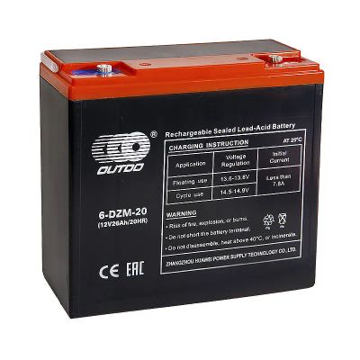 Лот: 20073777. Фото: 1. OUTDO VRLA 12v 26Ah (6-DZM-20... Аккумуляторы