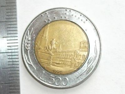 Лот: 7716487. Фото: 1. Монета 500 лир Италия 1991 архитектура... Европа