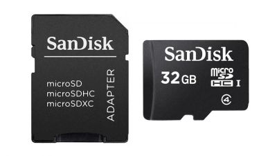 Лот: 11763397. Фото: 1. MicroSD 32 Gb SanDisk +SD адаптер. Карты памяти
