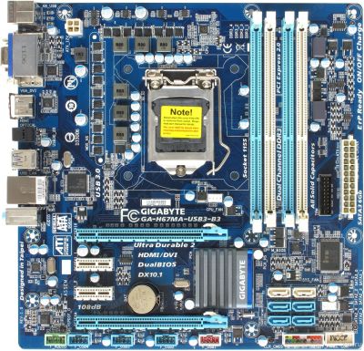 Лот: 15092151. Фото: 1. Gigabyte GA-H67MA-USB3-B3 (mATX... Материнские платы