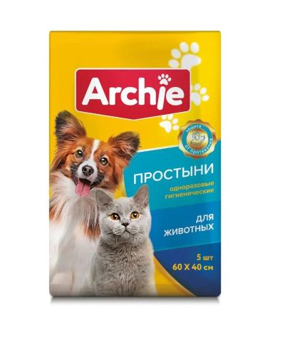 Лот: 25881135. Фото: 1. Пелёнки 40х60см, 5шт/уп (Archie... Миски, лотки, наполнители