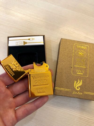 Лот: 11723707. Фото: 1. Зажигалка USB Gold в Подарочной... Зажигалки, спички, пепельницы