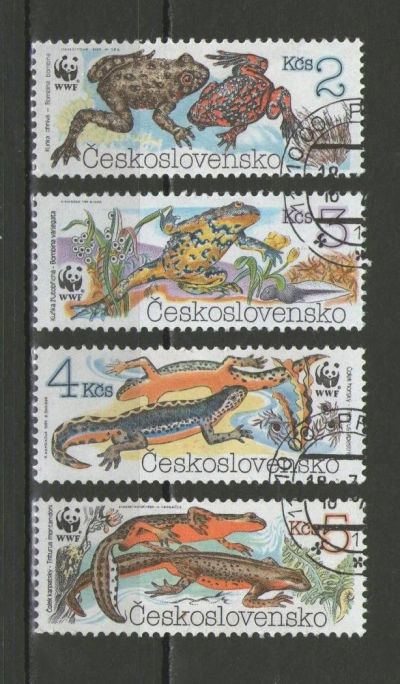 Лот: 9438173. Фото: 1. Серия марок Чехословакии "Земноводные... Марки