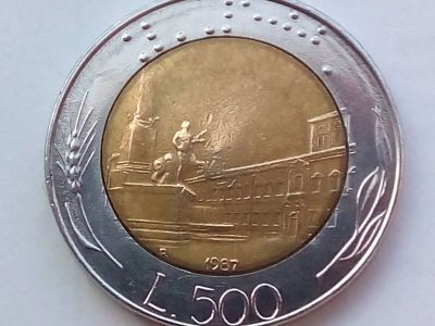Лот: 16265749. Фото: 1. Монета Италии 500 лир, биметалл... Европа