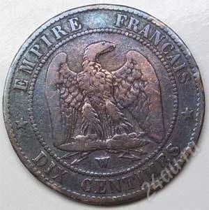 Лот: 888447. Фото: 1. Франция. 10 сантим 1855г. Наполеон... Европа