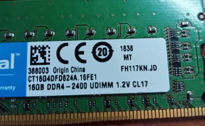 Лот: 17504038. Фото: 1. 16Gb DDR4 Crucial CT16G4DFD824A... Оперативная память