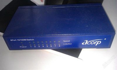 Лот: 2905519. Фото: 1. Acorp Switch HUB 8 Port 10/100... Другое (сетевые устройства)