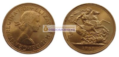 Лот: 19267705. Фото: 1. Великобритания 1 соверен 1963... Великобритания и острова
