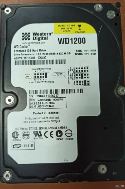 Лот: 17855734. Фото: 1. Жесткий диск 120Gb WD IDE (WD1200BB-00GUA0... Другое (комплектующие)