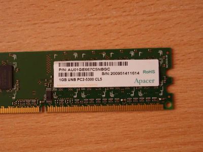 Лот: 6242877. Фото: 1. Apacer 1GB UNB PC2-5300. Оперативная память